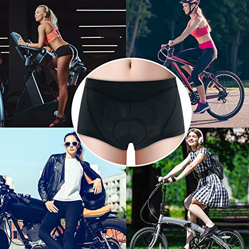TBoonor Culotte de ciclismo para mujer con acolchado de gel 4D, transpirable, de secado rápido, ropa interior para bicicleta, ciclismo de montaña Negro XXL