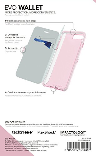 tech21 EVO Wallet Funda para teléfono móvil 14 cm (5.5") Funda Cartera Rosa - Fundas para teléfonos móviles (Funda Cartera, Apple, iPhone 7 Plus/8 Plus, 14 cm (5.5"), Rosa)