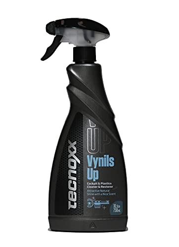 Tecnoxx – Vynils Up Limpiador Hidratador y abrillantador de salpicaderos y plásticos no Lisos perfumado para Interior de vehículo 750 mL con pulverizador Envase XL
