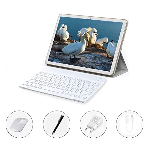 TEENO Tablet con Teclado 10 Pulgadas WIFI/4G Tablet con Ranuras para Tarjetas SIM estándar, Procesador de Cuatro Núcleos, 3G + 32GB, Doble Cámara, WiFi, Bluetooth, GPS