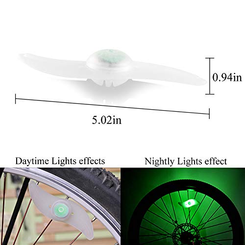 Teguangmei 6pcs LED Luz de Radios de Bicicleta,Luces de Neón a Prueba de Agua con 3 Modos de Parpadeo,Luces de Irradiación de Ruedas de Bicicleta Fáciles de Instalar Para Adultos y Niños,Verde