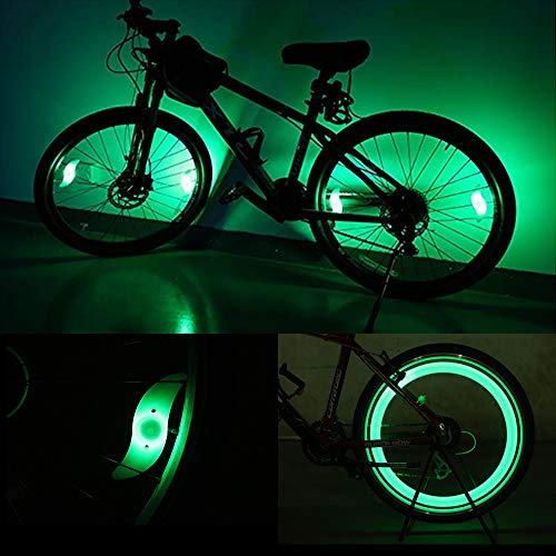 Teguangmei 6pcs LED Luz de Radios de Bicicleta,Luces de Neón a Prueba de Agua con 3 Modos de Parpadeo,Luces de Irradiación de Ruedas de Bicicleta Fáciles de Instalar Para Adultos y Niños,Verde