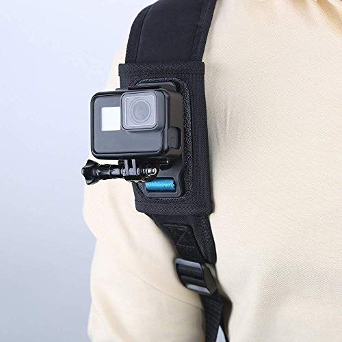 TELESIN Arnes de Hombro Soporte Fijacion Mochila Correa de Montaje con Velcro Adjustable Hombrera y J-hook para GoPro Hero 2018 Hero 7/6/5/4/3, Session, Polaroid, Xiaomi YI, SJCAM Insta 360 Cámara