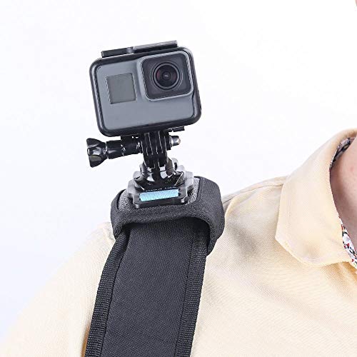 TELESIN Arnes de Hombro Soporte Fijacion Mochila Correa de Montaje con Velcro Adjustable Hombrera y J-hook para GoPro Hero 2018 Hero 7/6/5/4/3, Session, Polaroid, Xiaomi YI, SJCAM Insta 360 Cámara