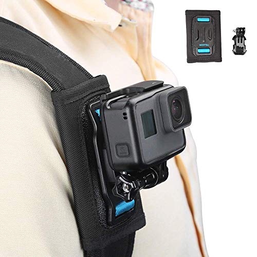 TELESIN Arnes de Hombro Soporte Fijacion Mochila Correa de Montaje con Velcro Adjustable Hombrera y J-hook para GoPro Hero 2018 Hero 7/6/5/4/3, Session, Polaroid, Xiaomi YI, SJCAM Insta 360 Cámara