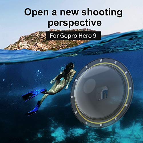 TELESIN GoPro Hero 10/9 Dome Port, Funda Impermeable de 6 Pulgadas con Flotador Empuñadura Compatible con Hero 10/9, con Pistola de gatillo y Toma subacuática para fotografía subacuática(Hero10/9)