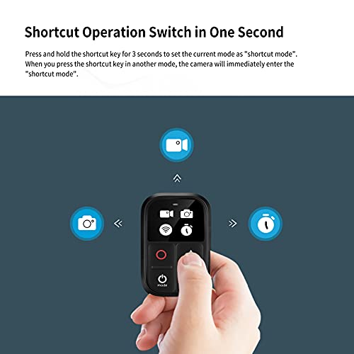 TELESIN Mando a Distancia WiFi Compatible con Gopro MAX Hero 10 9 Hero 8 Black Control Remoto inalámbrico (Negro)