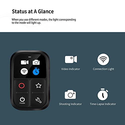 TELESIN Mando a Distancia WiFi Compatible con Gopro MAX Hero 10 9 Hero 8 Black Control Remoto inalámbrico (Negro)