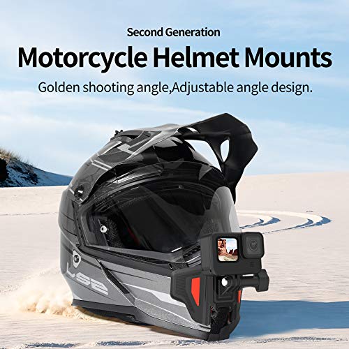 TELESIN - Soporte de cámara con montaje frontal para casco de moto con mentón curvado, para GoPro Hero , Osmo Action Insta 360, silicona antideslizante, fácil de instalar (segunda generación)