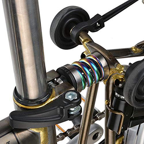 tellaLuna Amortiguadores de bicicleta Titanium Bike Ciclismo bobina primavera suspensión choque Shox para Brompton parachoques absorber-Multicolor