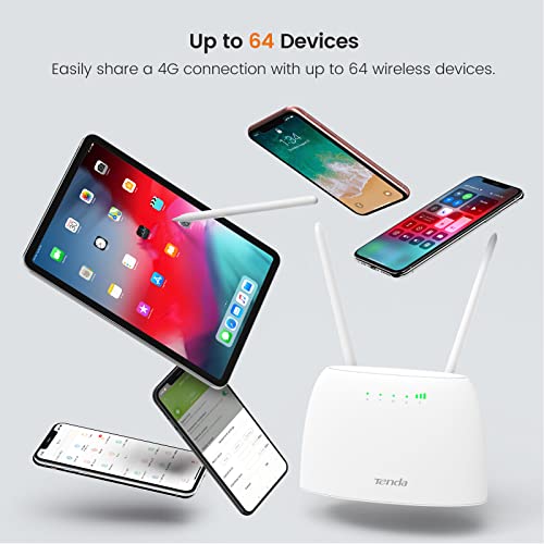 Tenda 4G07 AC1200 Dual Band 4G Mobile Wi-Fi Router, Ranura SIM desbloqueada, no Requiere configuración, 2 Puertos Gigabit, Antenas Wi-Fi extraíbles