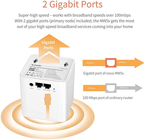 Tenda MW5 Nova - Sistema Mesh WiFi para todo el hogar (paquete de 3, cobertura de doble banda de hasta 300 m², MU-MIMO, control parental, funciona con Alexa)