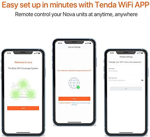 Tenda MW5 Nova - Sistema Mesh WiFi para todo el hogar (paquete de 3, cobertura de doble banda de hasta 300 m², MU-MIMO, control parental, funciona con Alexa)