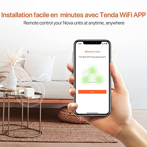 Tenda Nova MW5G Mejor Sistema WiFi Mesh, Gigabit Router ( AC1200 Doble Banda Cobertura hasta 300m², 2 * 1000Mbps Puertos, Hasta 80 Dispositivos, Compatible con Alexa, Control Parental, Blanco, 3 Hubs)