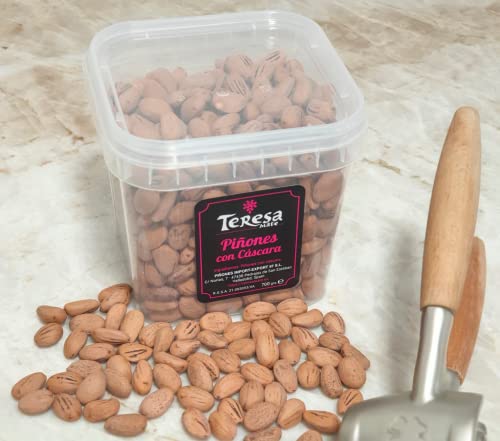 TERESA MATE, Piñones españoles con cascara, piñon de pedrajas, crudo, máxima calidad, producto natural, 700g