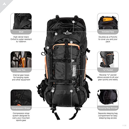 TETON Sports Mountain Adventurer 4000 Mochila ultraligera Plus; Mochila de senderismo ligera para camping, caza, viajes y deportes al aire libre, 68,5 x 30,4 x 25,4 cm