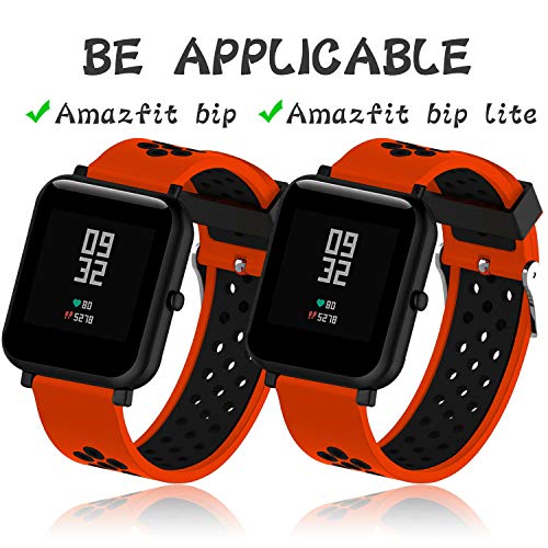 Th-some Correa para Amazfit Bip Impermeable Universal - Reemplazo de Pulsera Ajustable para Xiaomi Huami Amazfit Bip bit Lite Youth Watch Sin Tracker (Rojo Negro3)