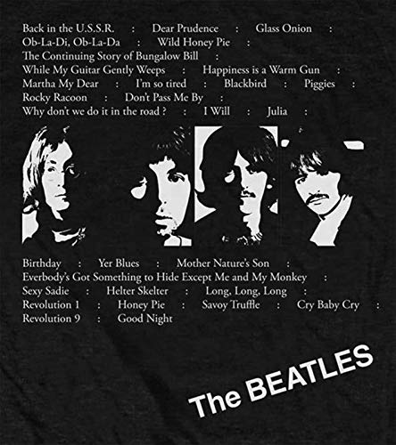 The Beatles White Album Tracks (Back Print) Camiseta, Negro (Black Black), Medium para Hombre