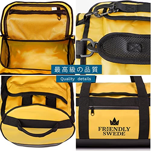 The Friendly Swede Duffel Bolsa de Viaje y Deporte Convertible en Mochila - Duffle Bag (Capacidad: 30l/ 60l/ 90l) (30L Amarillo)