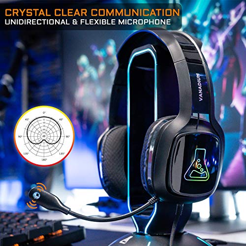 THE G-LAB Korp Vanadium Auriculares Gaming - Auriculares estéreo, Ultra Ligero, RGB - Auriculares con Micrófono, Jack de 3.5 mm para PC/PS4/Xbox One/Nintendo Switch/Mac/Smartphone - Nuevo (Negro)