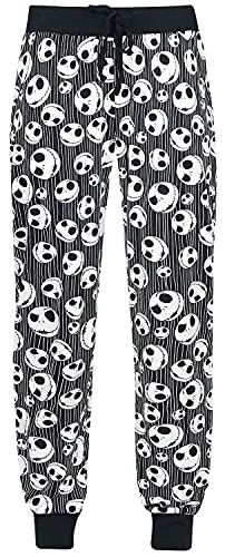 The Nightmare Before Christmas Pesadilla Antes De Navidad Jack Skellington - Skulls Mujer Pantalón de Pijama Negro S, 100% algodón,