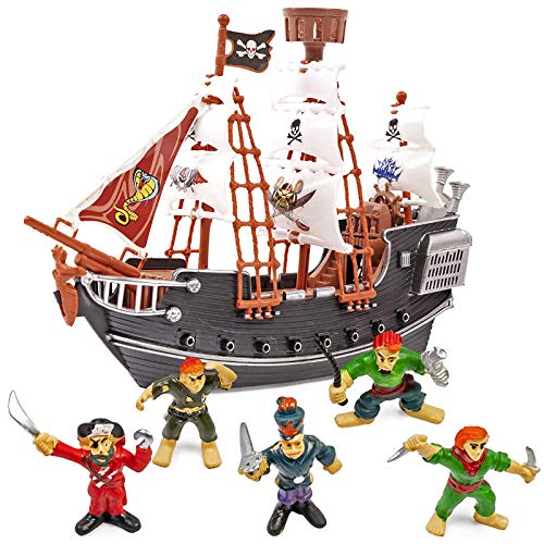 THE TWIDDLERS Barco Pirata con Figuras - Regalo para Amantes de los Piratas