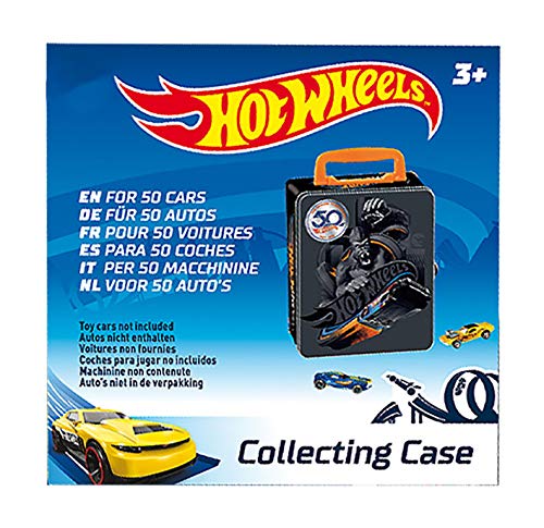 Theo Klein 2881 Maletín de Hot Wheels, Maletín de metal para hasta 50 coches, Separadores prácticos, Medidas: 37.5 cm x 26 cm x 8.5 cm, Juguete para niños a partir de 3 años