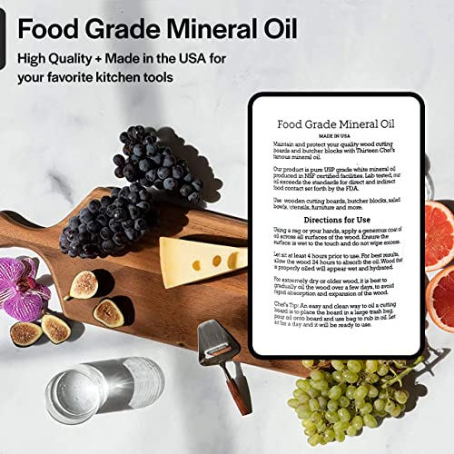 Thirteen Chefs Aceite Mineral de Grado alimenticio para Cortar Placas, encimeras y Butcher Blocks, Alimentos Seguros y Hecho en los EE.UU. Claro Medio galón