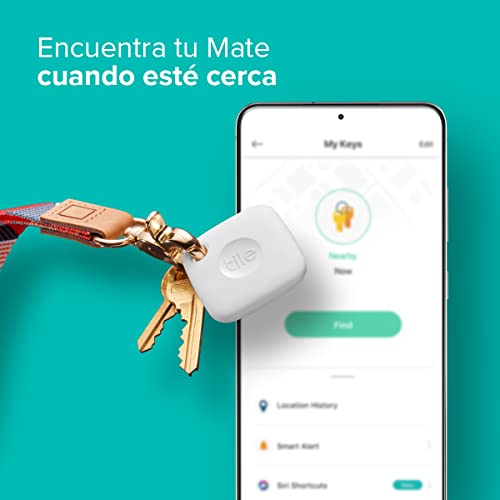 Tile Mate (2022) buscador de objetos Bluetooth, Pack de 2, Radio búsqueda 60m, compatible con Alexa, Google Smart Home, iOS, Android, Busca llaves, mandos y más, Negro/Blanco