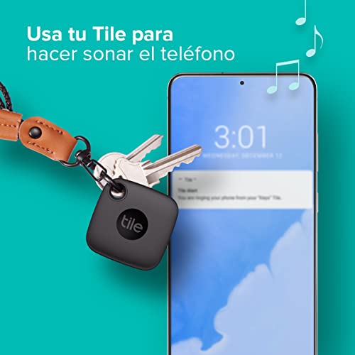 Tile Mate (2022) buscador de objetos Bluetooth, Pack de 2, Radio búsqueda 60m, compatible con Alexa, Google Smart Home, iOS, Android, Busca llaves, mandos y más, Negro/Blanco