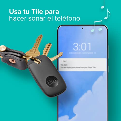 Tile Pro (2022) buscador de objetos Bluetooth, Pack de 1, Radio de búsqueda 120m, batería 1 año, compatible con Alexa, Google Smart Home, iOS, Android, Busca llaves, mandos a distancia y más, negro