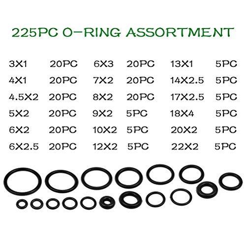 TIMESETL 225 Pcs 17 Tamaños Juntas Toricas Juego de Arandelas sellado Caja de O-ring de goma