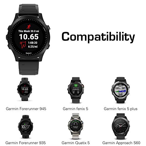 TiMOVO Pulsera Compatible con Garmin Instinct/Fenix 6/6 Pro/Fenix 5/5 Plus/Forerunner 935/945, Pulsera del Metal para Relojes de 22mm, Reemplazable con Doble Botones Plegable con Herramienta - Negro