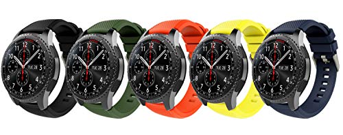 TiMOVO Pulsera Compatible con Samsung Galaxy Watch 3 45mm,[5PZS] Correa de Reloj Deportivo, Banda de Silicona Compatible con Huawei Watch GT2 Pro/GT 2e/GT 46mm/GT2 46mm/Ticwatch Pro 3 - Multi Color B