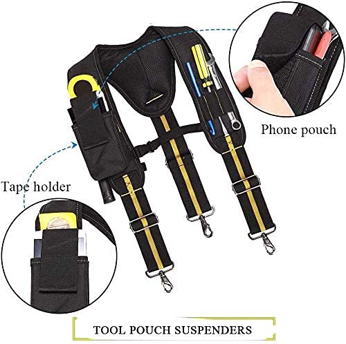 Tirantes de cinturón de herramienta,Cinturones de herramientas de electricista resistente,Bolsa de electricista con soporte lumbar para carpintero, electricista, plataforma de suspensión de trabajo