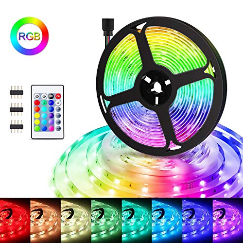 Tiras LED 3 Metros, REDSTORM Tiras LED USB RGB 5050, Iluminación Multicolor, 16 Colores Estáticos y 4 Modos de Brillos, Control Remoto IR Alimentado por USB