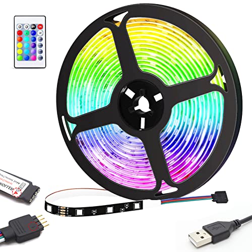 Tiras LED 3 Metros, REDSTORM Tiras LED USB RGB 5050, Iluminación Multicolor, 16 Colores Estáticos y 4 Modos de Brillos, Control Remoto IR Alimentado por USB