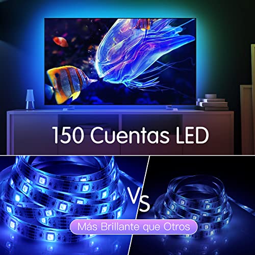 Tiras LED 5M, AGPTEK Luces LED 5050 RGB 150 Tira LED con Control Remoto de 44 Botones, 20 Colores 8 Modos de Brillo y 6 opciones DIY para Sala, Comedor, Cocina, Navidad, Halloween y Fiesta