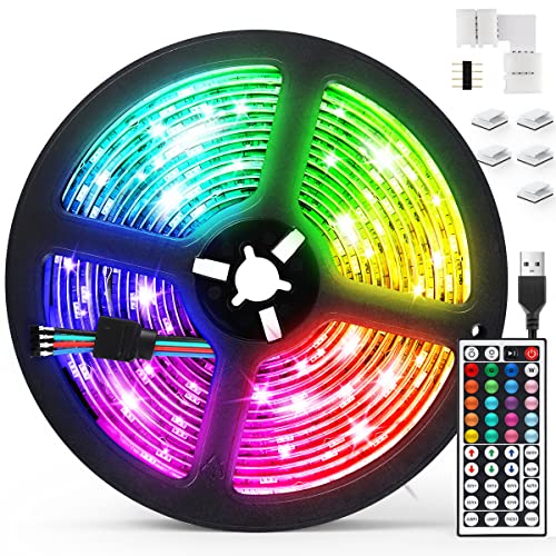 Tiras LED 5M, AGPTEK Luces LED 5050 RGB 150 Tira LED con Control Remoto de 44 Botones, 20 Colores 8 Modos de Brillo y 6 opciones DIY para Sala, Comedor, Cocina, Navidad, Halloween y Fiesta