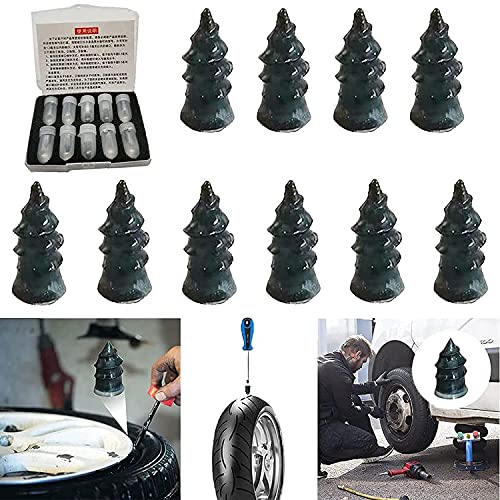 Tire Repair Rubber Nail-Fast Tool Self-Service Tire Repair Nail, Spiral Vacuum Tyre Repair Nail Tubeless Tire Repair Kit for Motorcycle Bike Bicycle,10 Pcs Exquisite Box Packaging (Large)