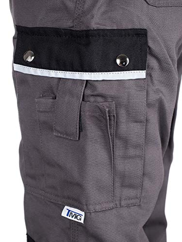 TMG® Petos de Trabajo para Hombre | Gris | XS-7XL | Pantalones de Trabajo Resistentes con Peto | Multibolsillos y Reflectores | Artesanos, Electricistas, Mecánicos 44