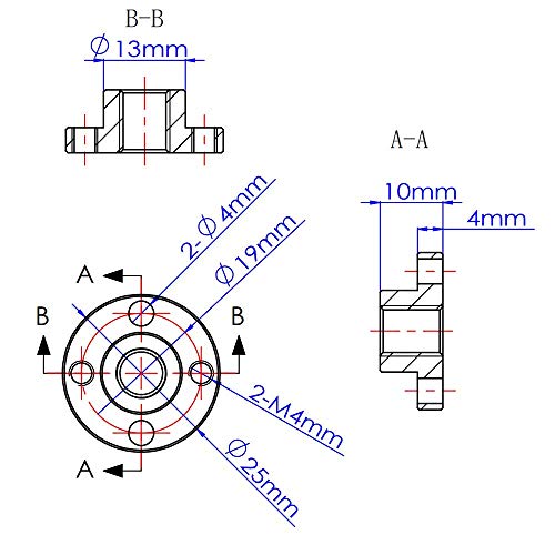 Toaiot - Juego de 4 tornillos para impresora 3D Prusa i3 MK2 MK2S MK3 Eje Z para tornillos de motor trapezoidal para varilla roscada de 8 mm T8 impresora 3D piezas Reprap