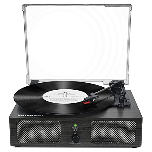 Tocadiscos de Vinilo Bluetooth con Altavoces internos y Cinturones USB accionados por un gramófono Retro-3 velocidades de Entretenimiento y decoración Familiar (Negro)