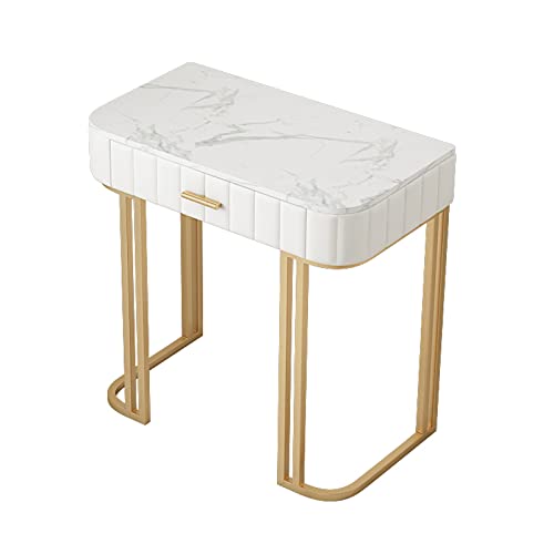 Tocador de Maquillaje Mesa de tocador de Maquillaje con 1 cajón de tocador para niños pequeños para dormitorios-doméstico Oficina de computadora Mesa de mármol/Patas de Metal de Oro Tocador de Maqui