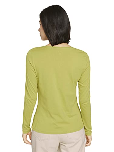 Tom Tailor 1028000 Camiseta de Manga Larga Estampada de algodón orgánico, Green Oasis 27374-Juego de Mesa, XL para Mujer