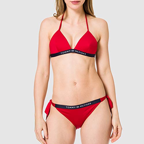 Tommy Hilfiger Cheeky Side Tie Bikini, Parte de arriba de bikini Mujer, Rojo Primario, L