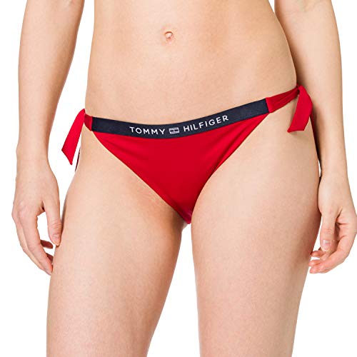 Tommy Hilfiger Cheeky Side Tie Bikini, Parte de arriba de bikini Mujer, Rojo Primario, L