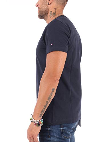 Tommy Hilfiger Logo T-Shirt Camiseta, Azul (Sky Captain 403), XL para Hombre