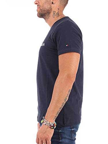 Tommy Hilfiger Logo T-Shirt Camiseta, Azul (Sky Captain 403), XL para Hombre