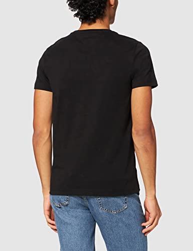 Tommy Hilfiger Logo T-Shirt Camiseta, Negro (Jet Black Base), L para Hombre